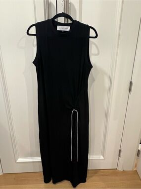 Adolfo Dominguez Black Sleeveless Maxi Dress with Drawstring Detail